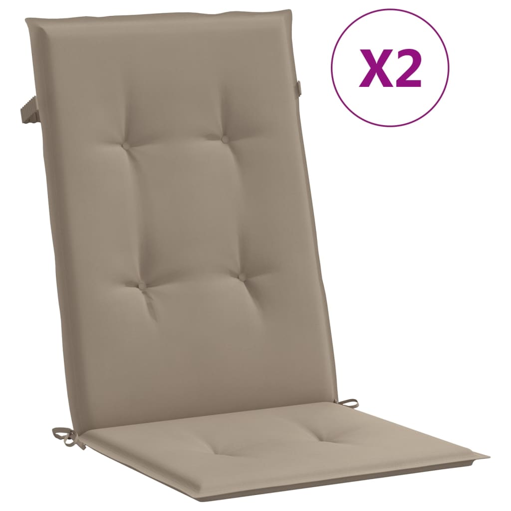Tuinstoelkussens 2 st hoge rug 120x50x3 cm stof taupe – afbeelding 2