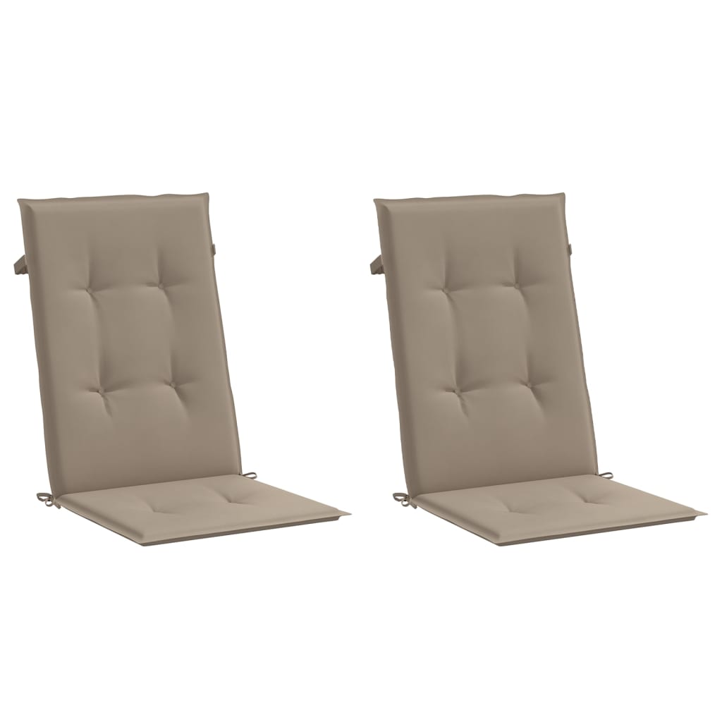 Tuinstoelkussens 2 st hoge rug 120x50x3 cm stof taupe – afbeelding 3