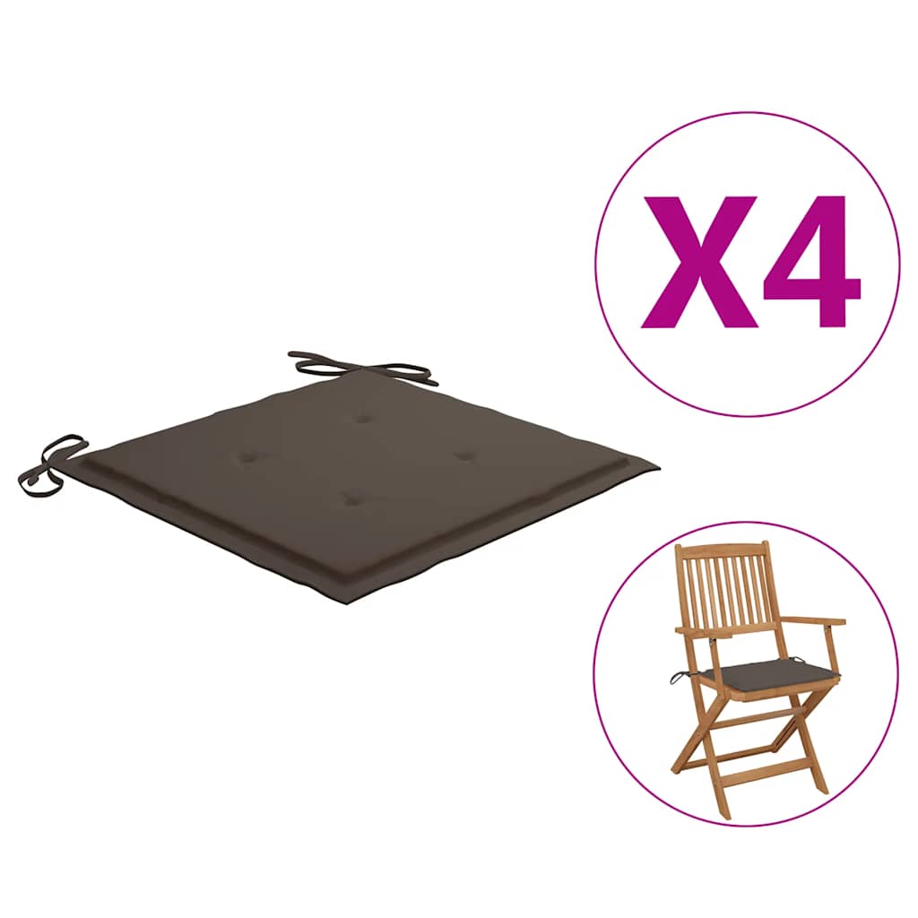 Tuinstoelkussens 4 st 40x40x4 cm oxford stof taupe