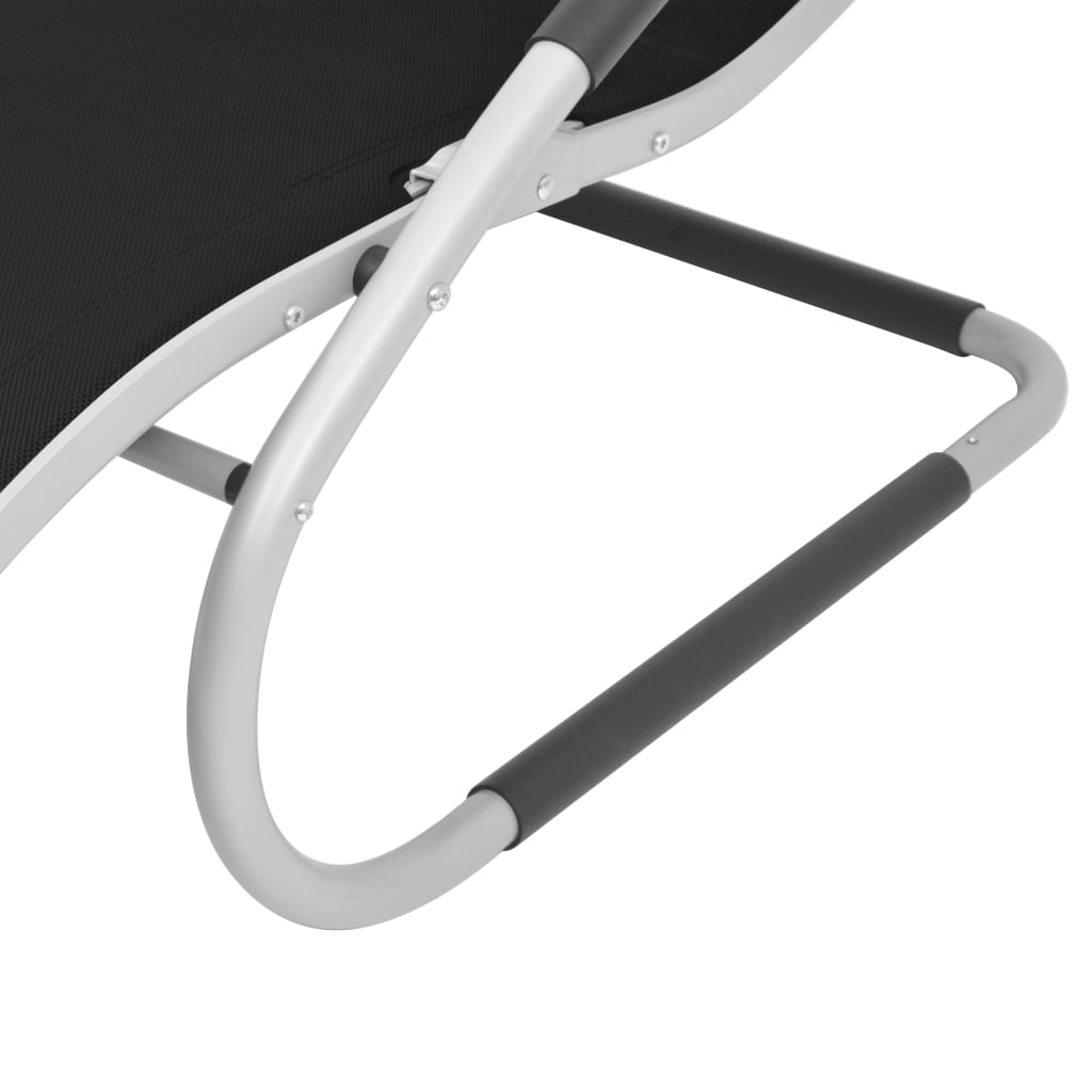 Ligbed met kussen aluminium en textileen zwart – afbeelding 6