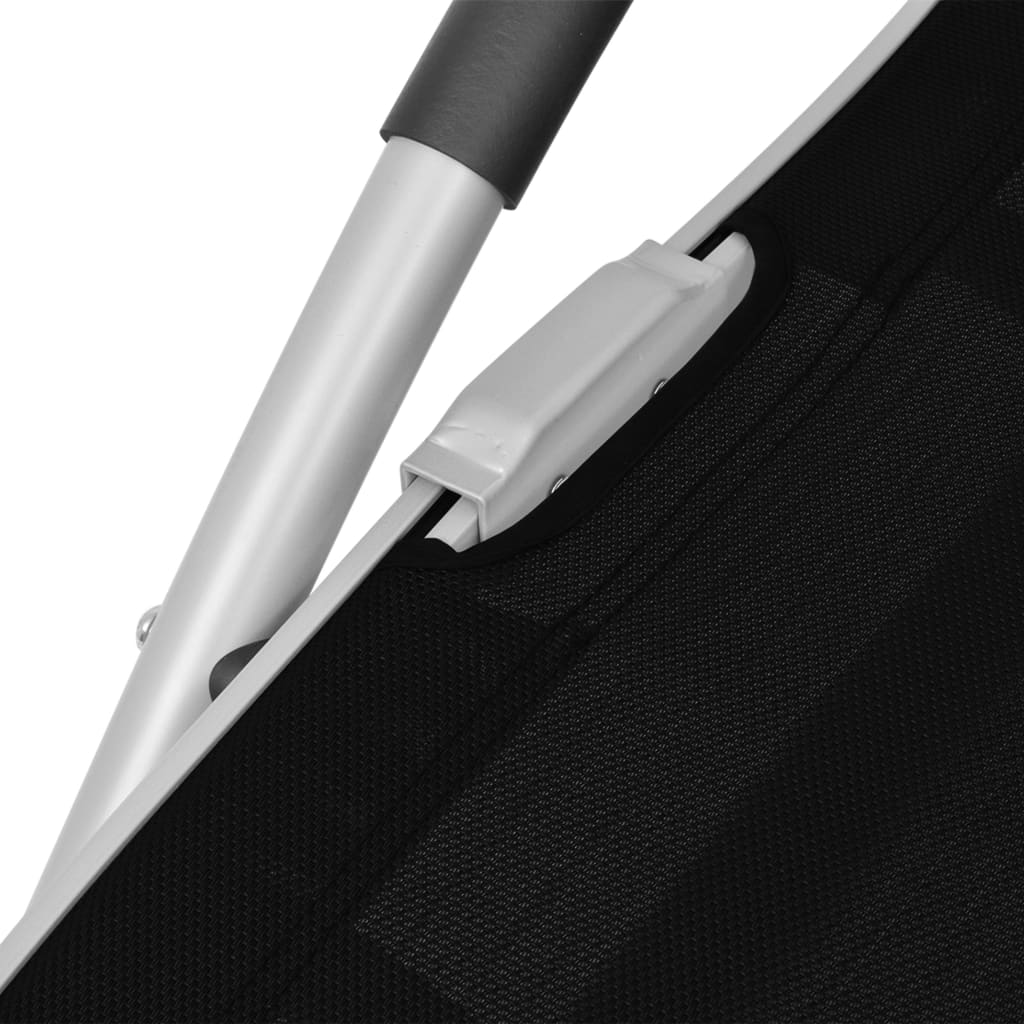 Ligbed met kussen aluminium en textileen zwart – afbeelding 7