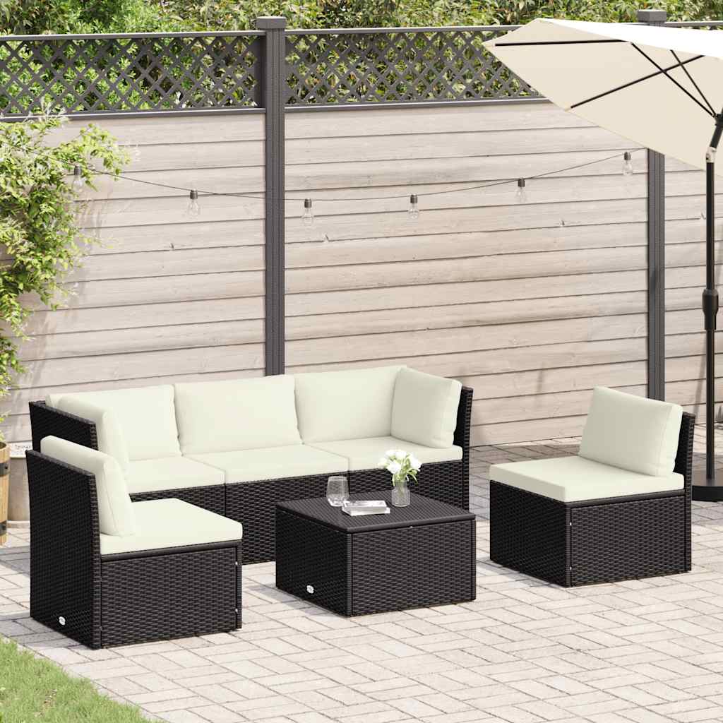 4-delige Loungeset met kussens poly rattan bruin
