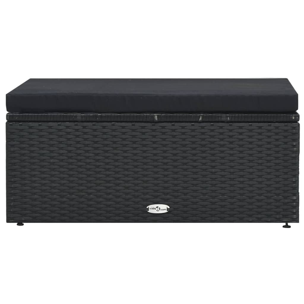 5-delige Loungeset met kussens poly rattan zwart – afbeelding 10