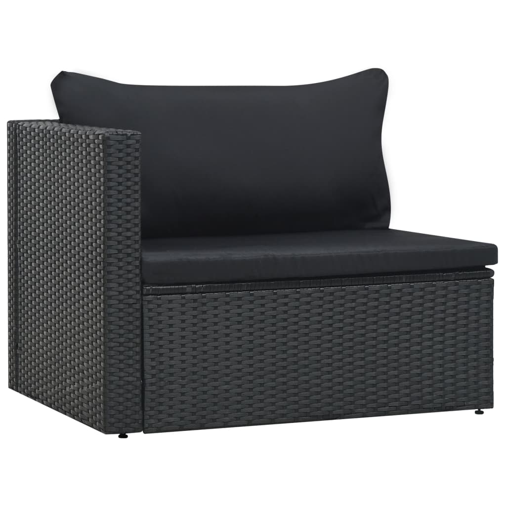 5-delige Loungeset met kussens poly rattan zwart – afbeelding 5