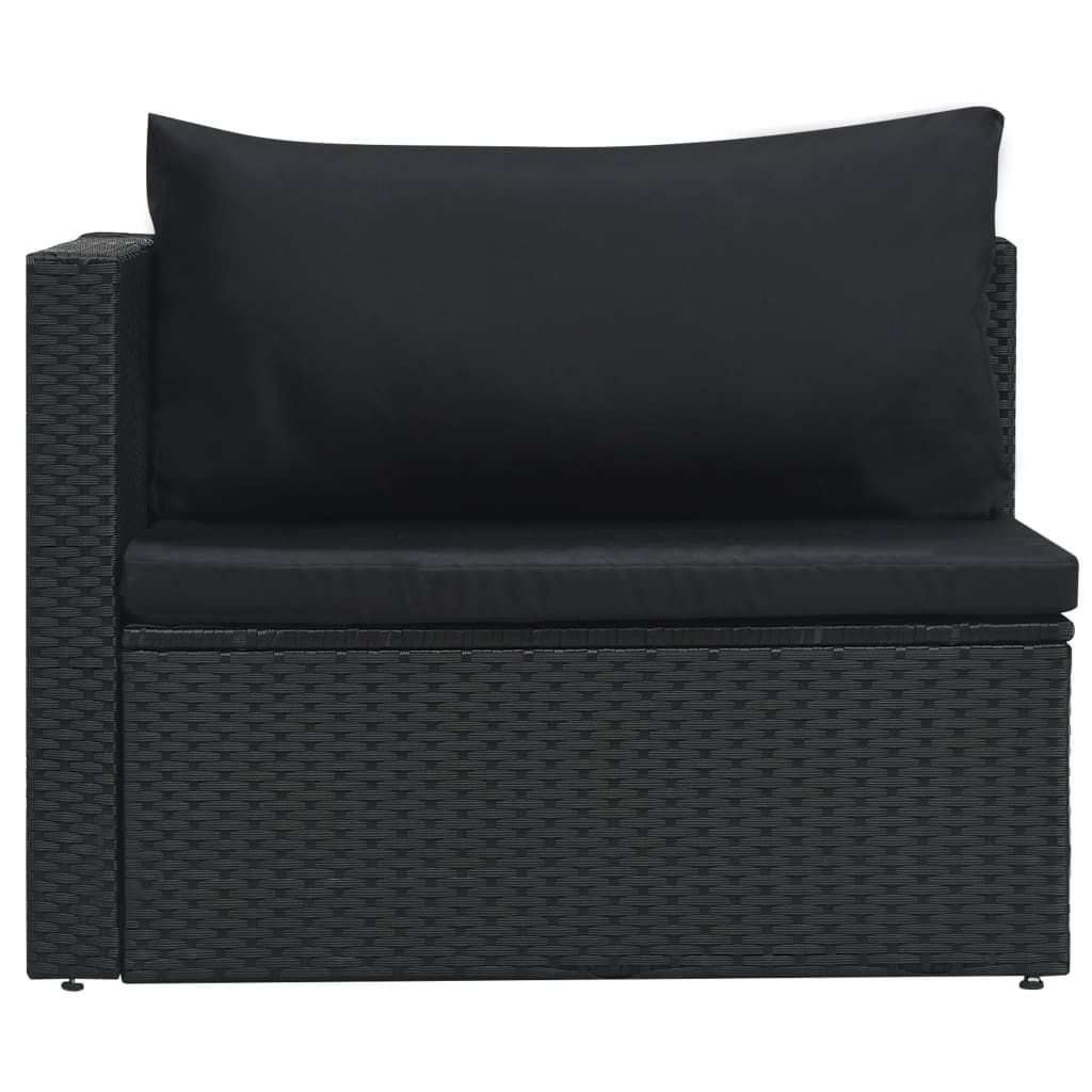 5-delige Loungeset met kussens poly rattan zwart – afbeelding 6