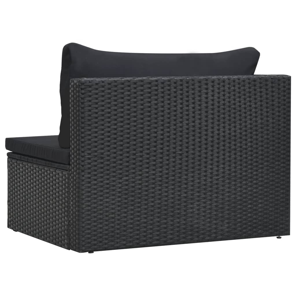5-delige Loungeset met kussens poly rattan zwart – afbeelding 8