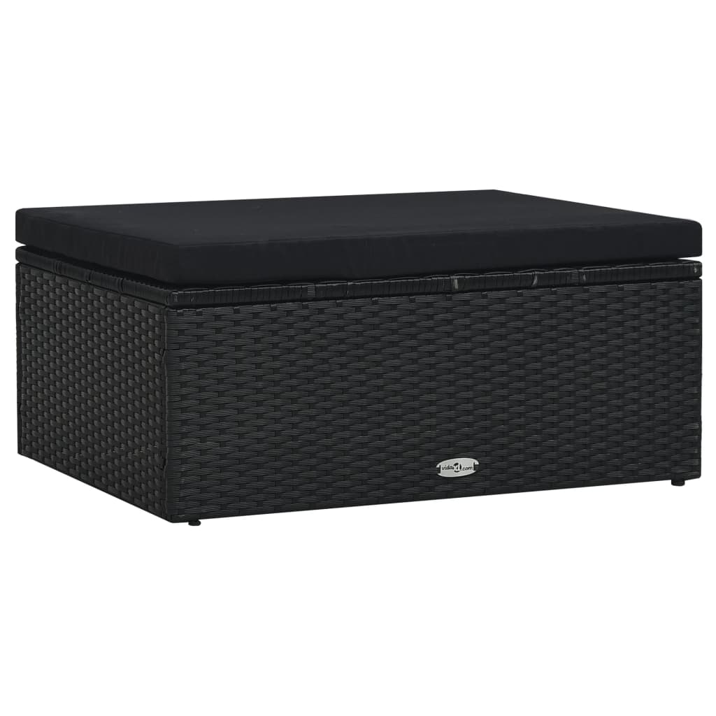 5-delige Loungeset met kussens poly rattan zwart – afbeelding 9