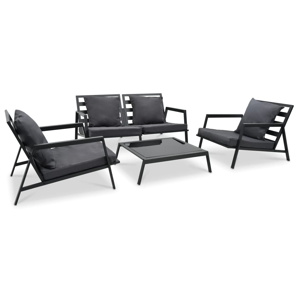 4-delige Loungeset met kussens aluminium donkergrijs – afbeelding 1
