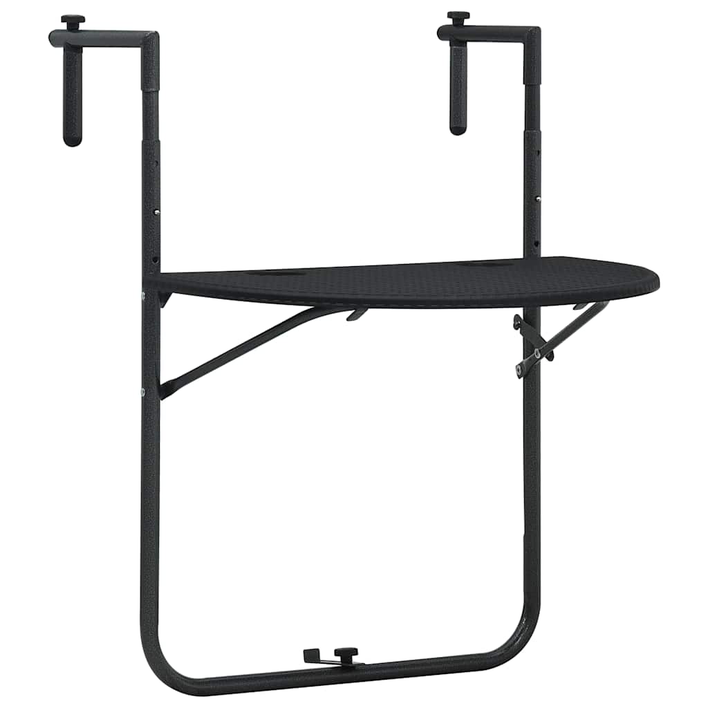 Balkontafel hangend 60x64x83,5 cm rattan-look kunststof zwart