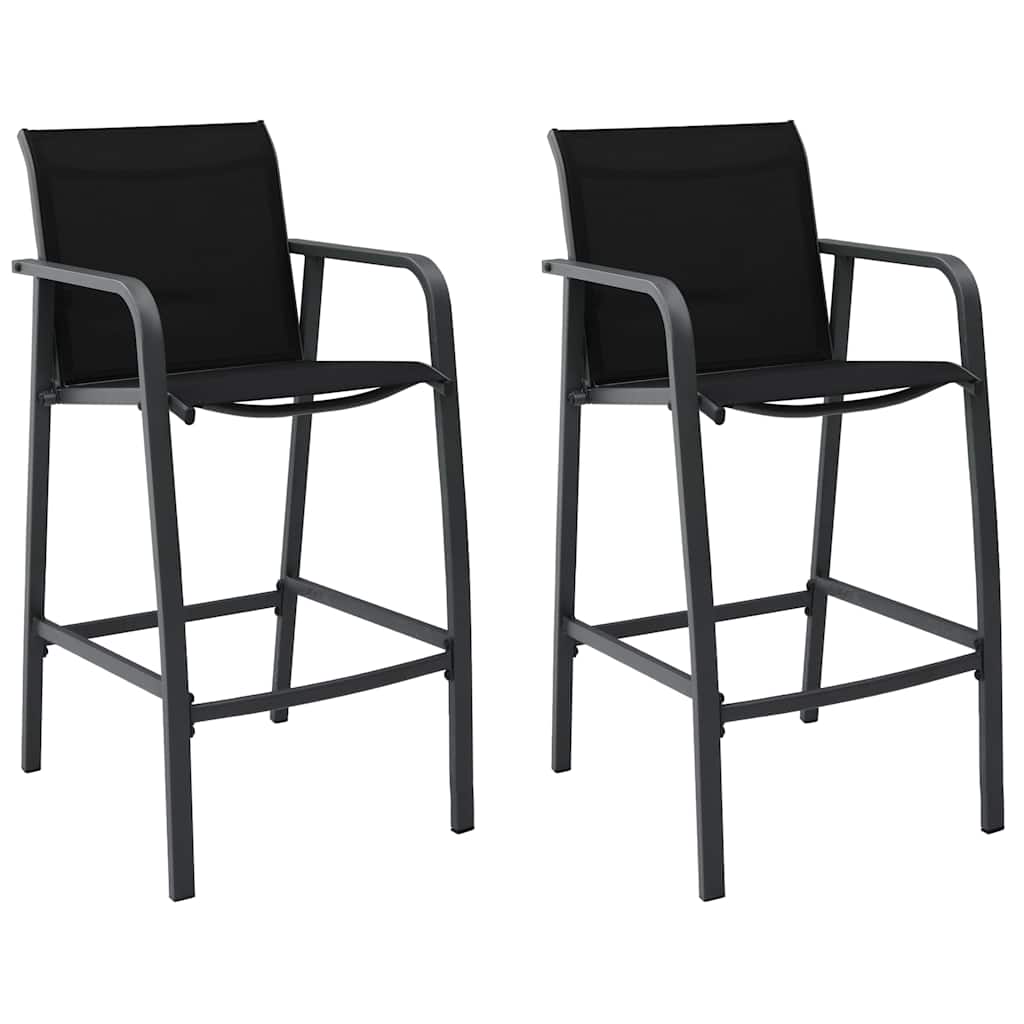 Tuinbarstoelen 2 st textileen zwart – afbeelding 1