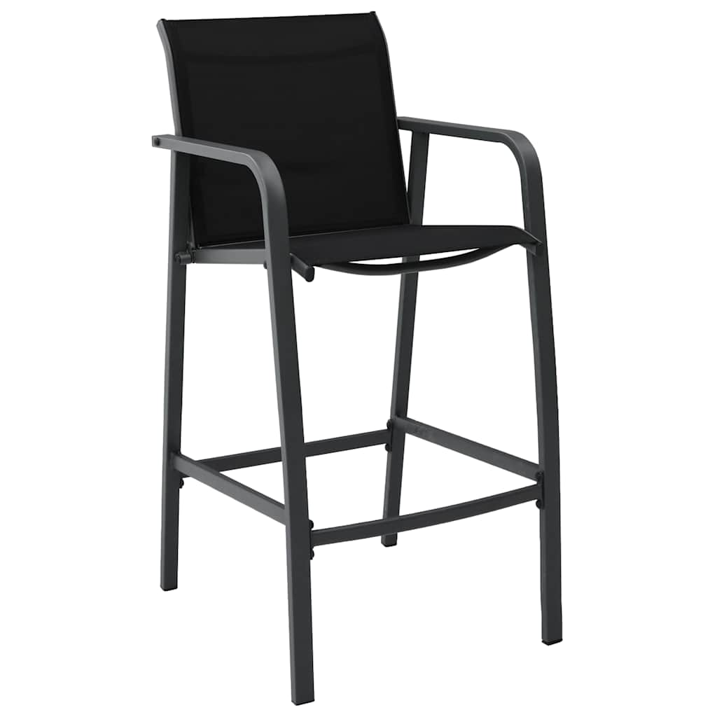 Tuinbarstoelen 2 st textileen zwart – afbeelding 2