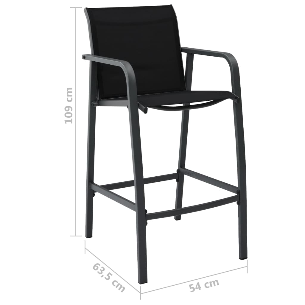 Tuinbarstoelen 2 st textileen zwart – afbeelding 7