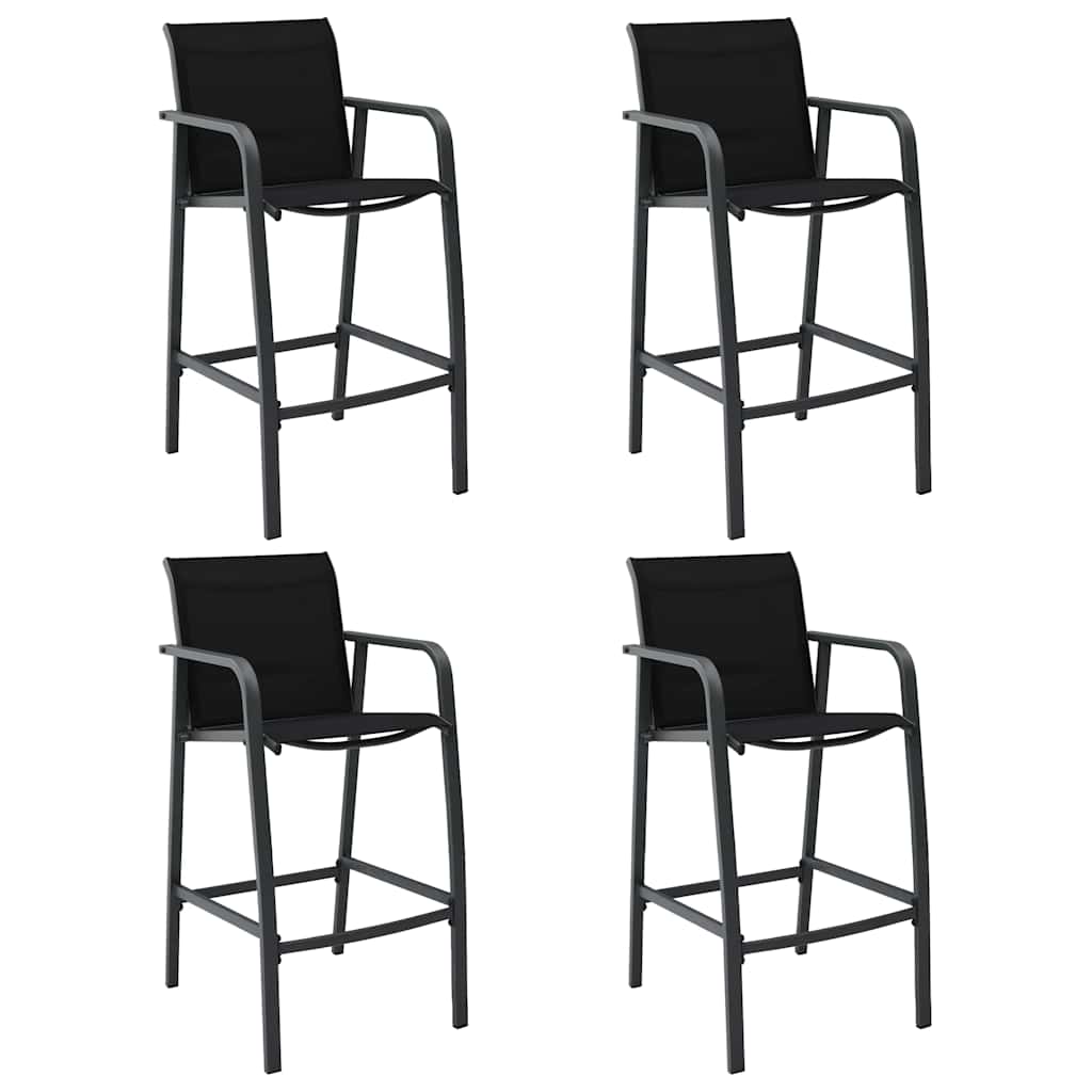 Tuinbarstoelen 4 st textileen zwart