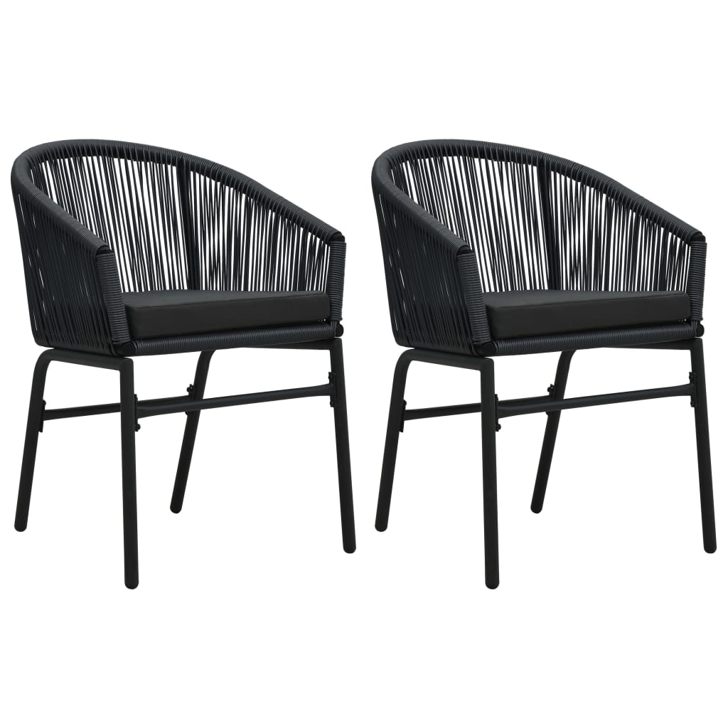 Tuinstoelen 2 st PE-rattan zwart