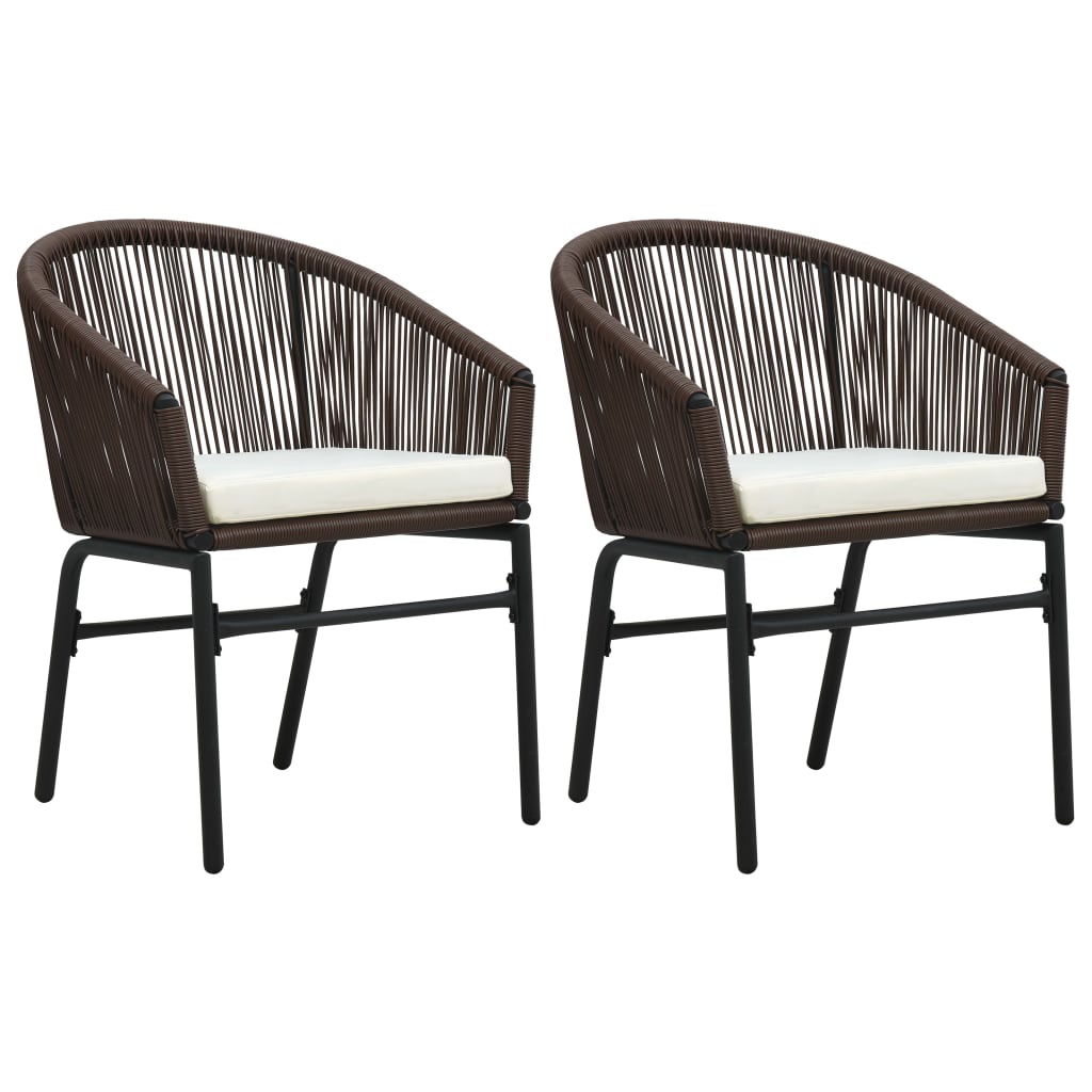Tuinstoelen 2 st PE-rattan bruin – afbeelding 1