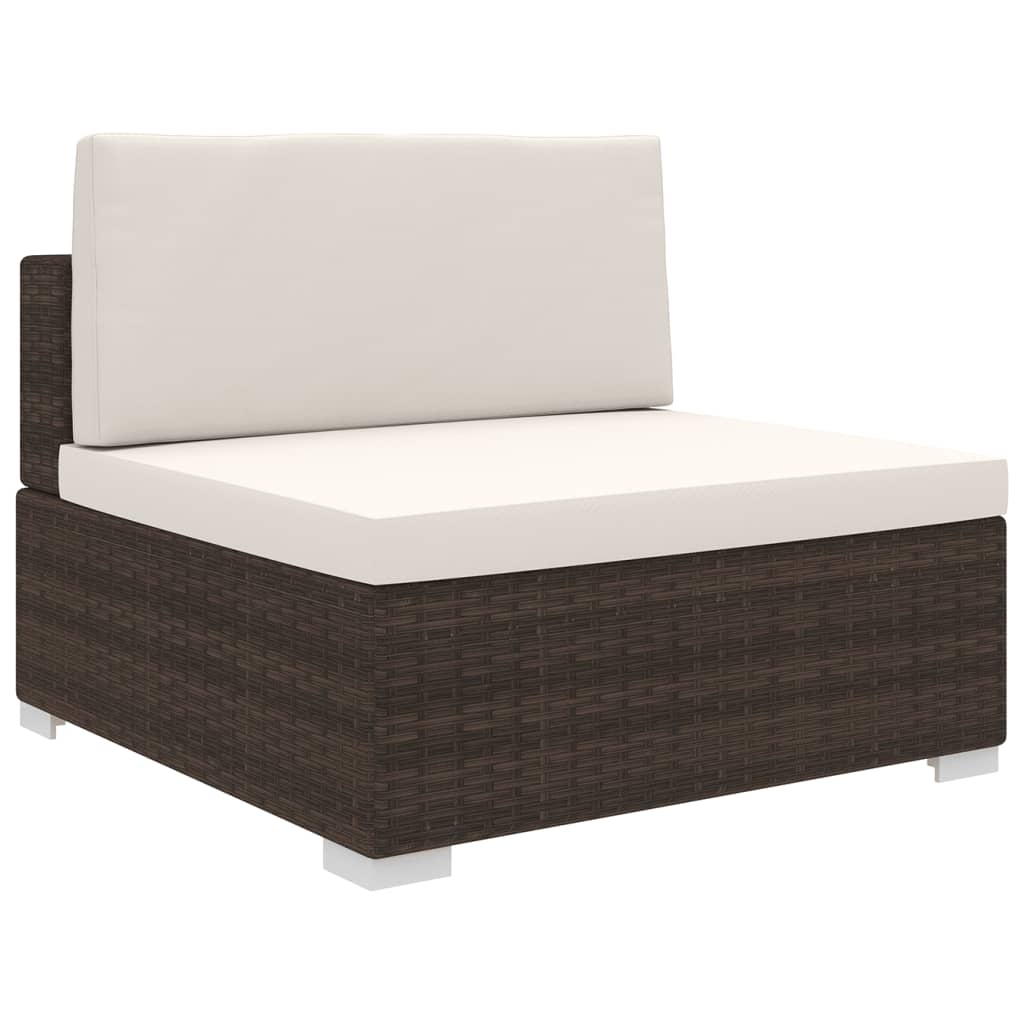Tuinstoel met kussens middensectie poly rattan bruin – afbeelding 1