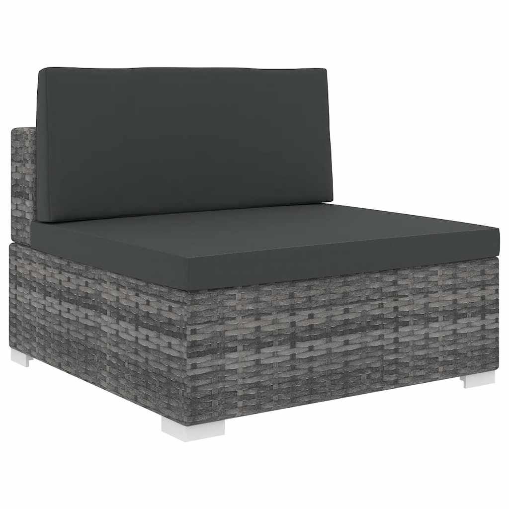 Tuinstoel met kussen middensectie poly rattan grijs – afbeelding 1