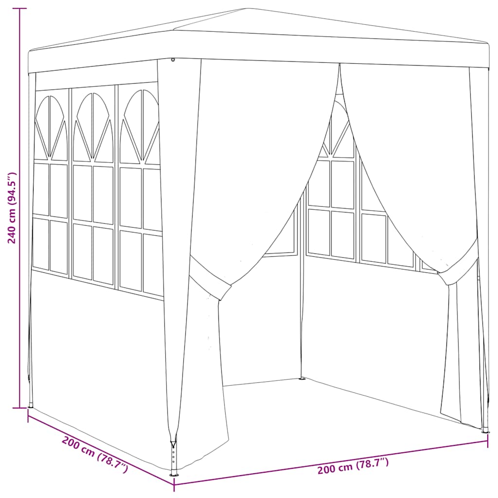 Partytent met zijwanden professioneel 90 g/m² 2x2 m wit – afbeelding 10