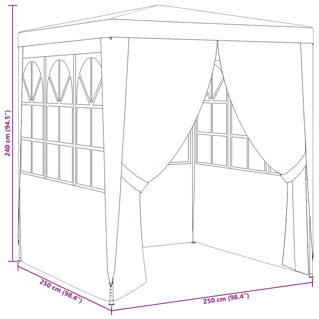 Partytent met zijwanden professioneel 90 g/m² 2,5x2,5 m blauw – afbeelding 10