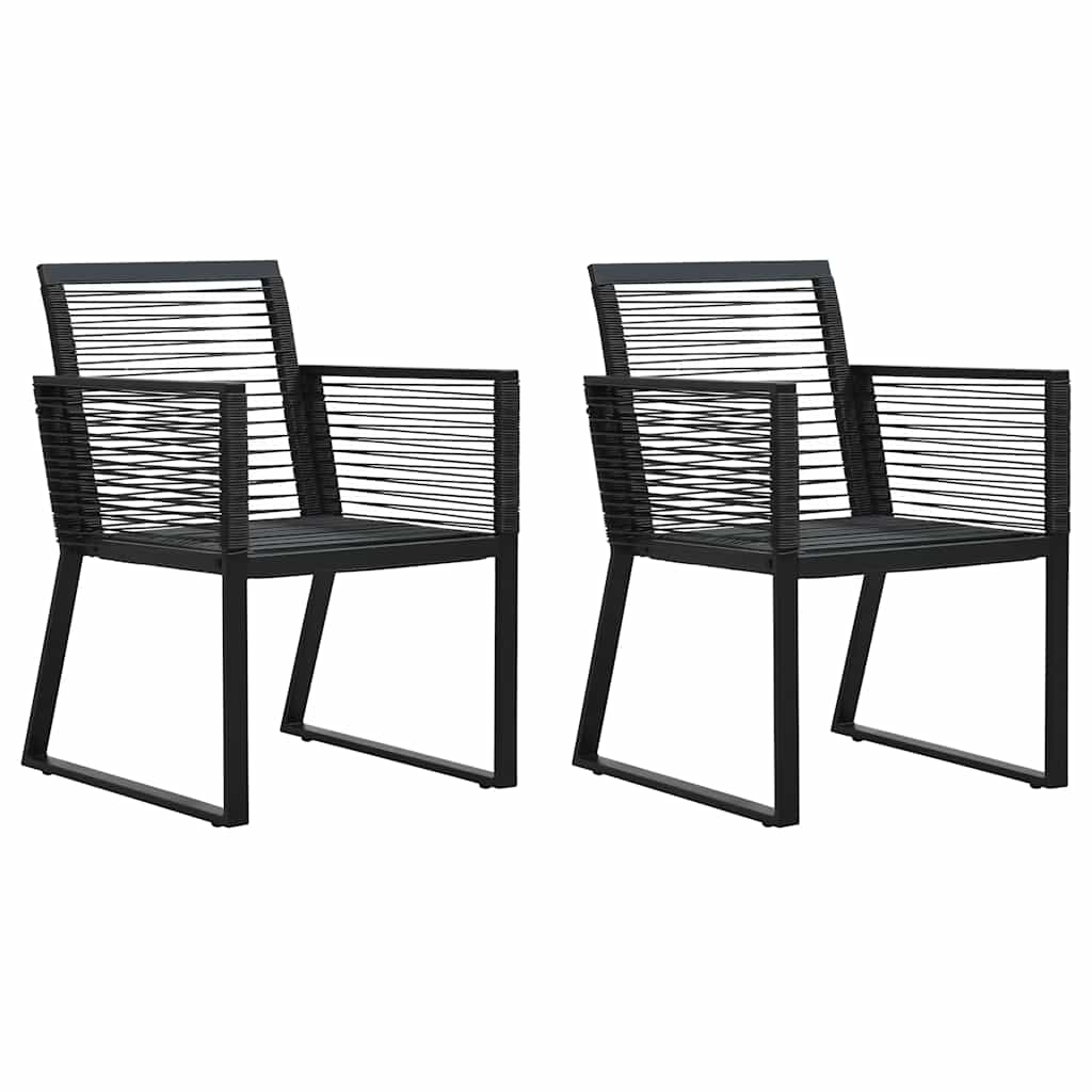 Tuinstoelen 2 st PVC-rattan zwart – afbeelding 1