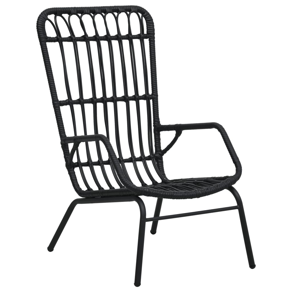 Tuinstoel poly rattan zwart – afbeelding 1