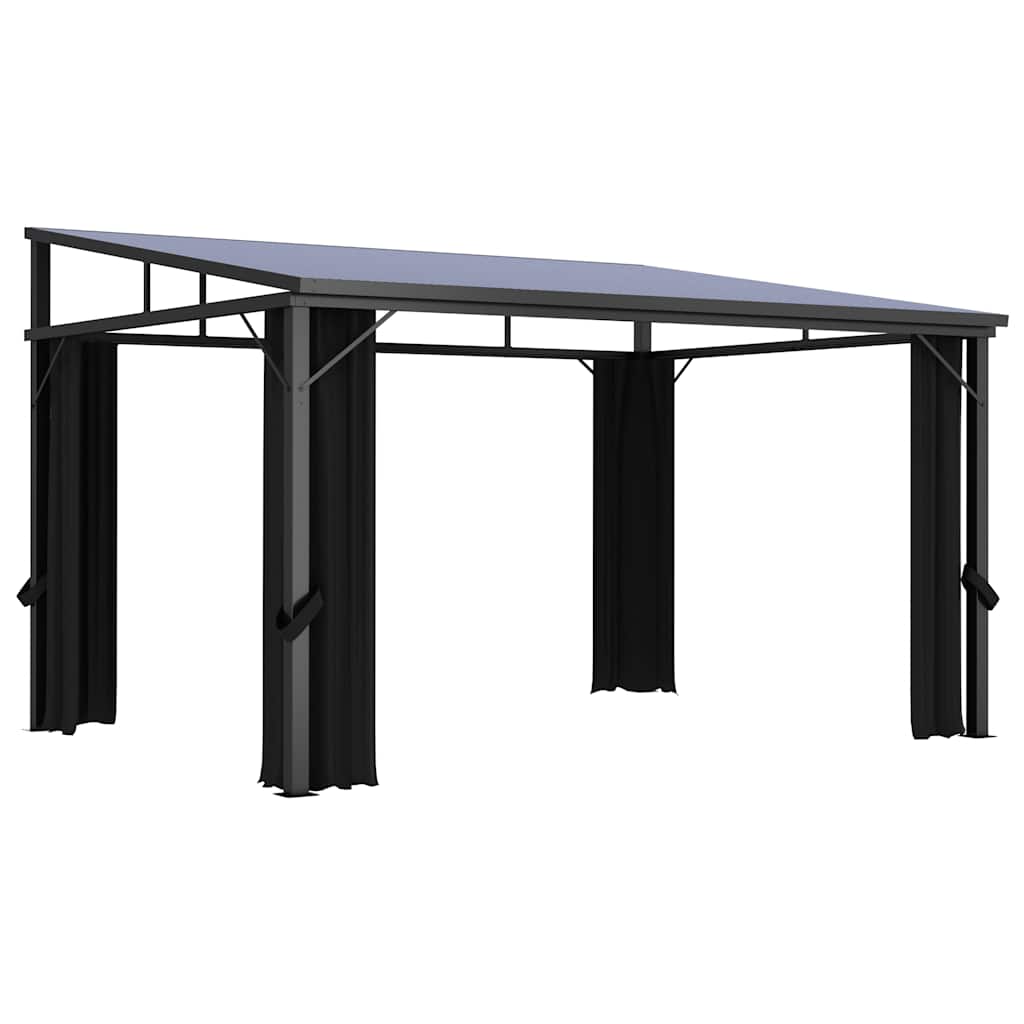 Prieel met gordijn 405x294x244 cm antraciet
