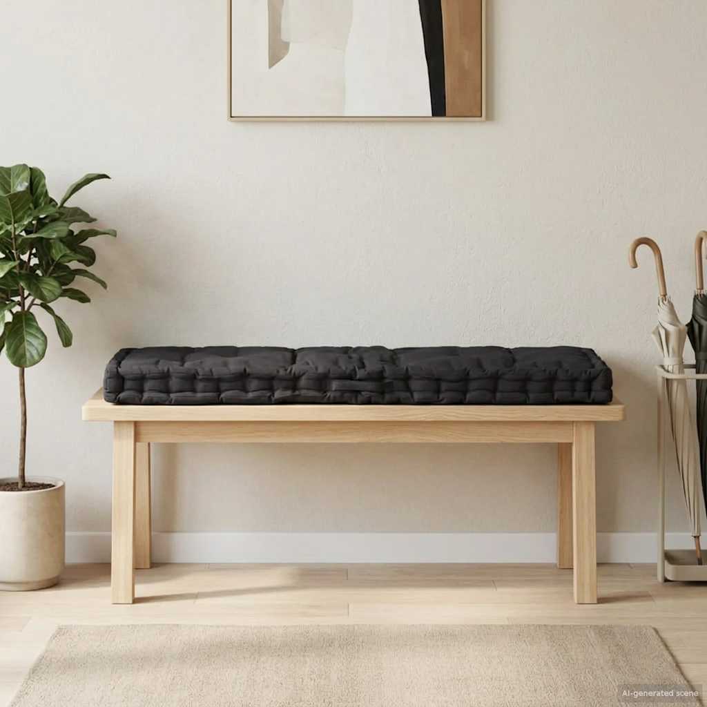 Palletvloerkussen 120x40x7 cm katoen zwart – afbeelding 1