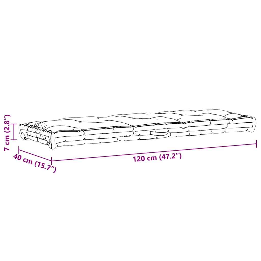 Palletvloerkussen 120x40x7 cm katoen zwart – afbeelding 9