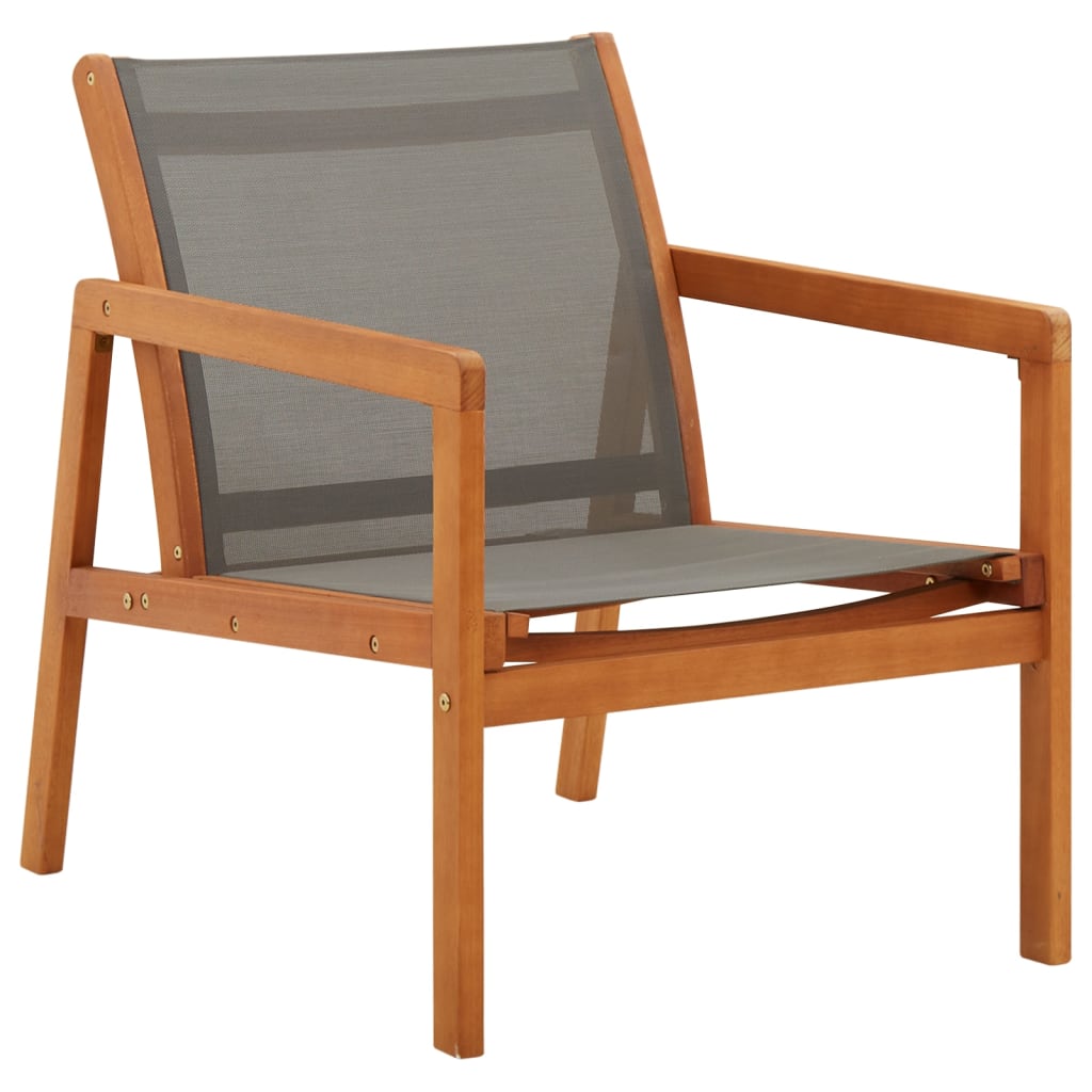 Loungestoel massief eucalyptushout en textileen grijs