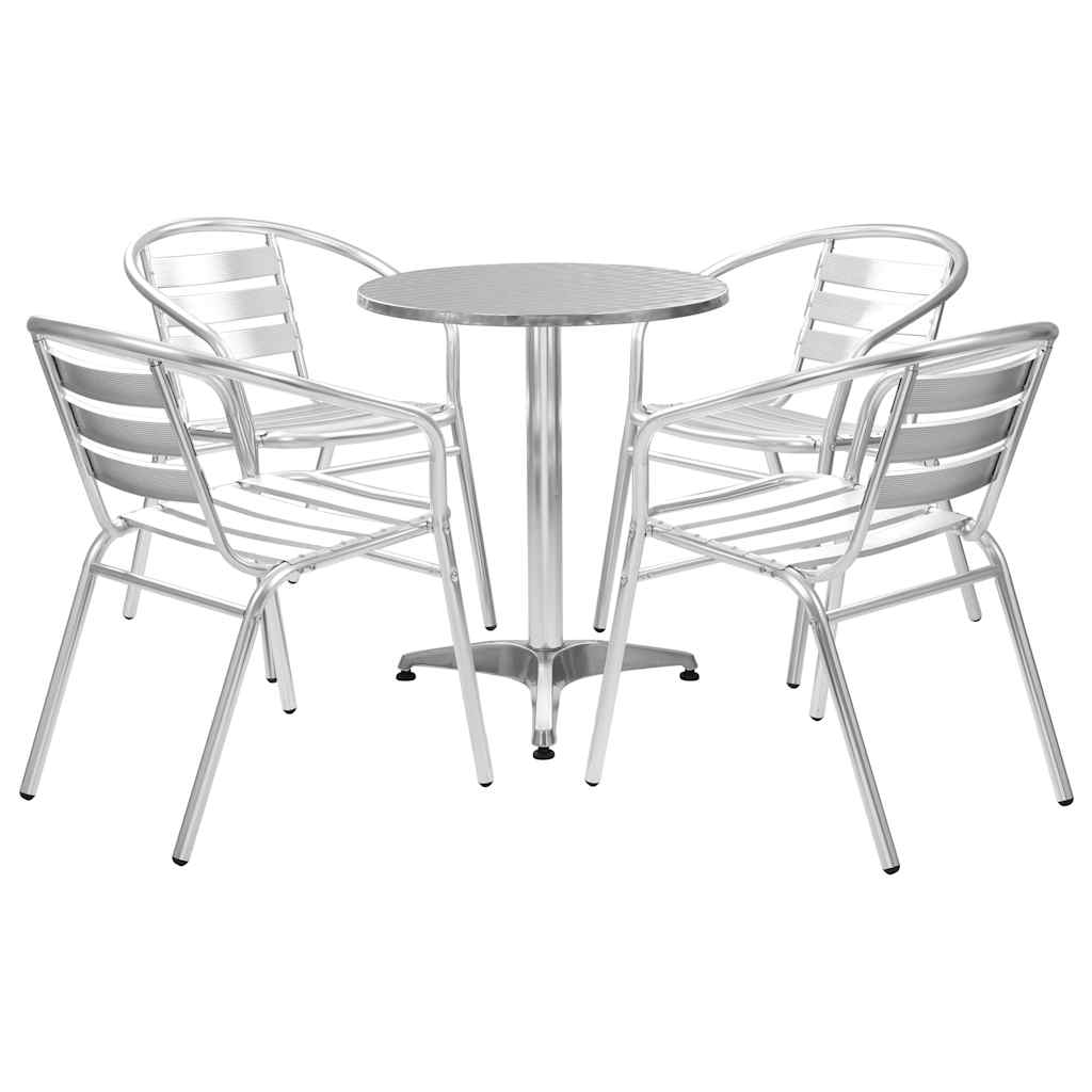 5-delige Tuinset aluminium zilverkleurig – afbeelding 1