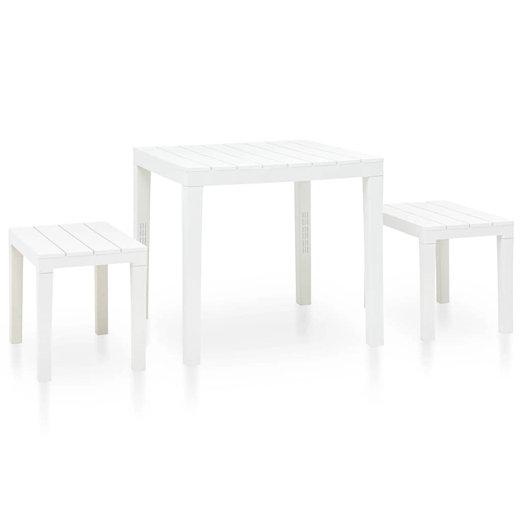 Tuintafel met 2 banken kunststof wit – afbeelding 1