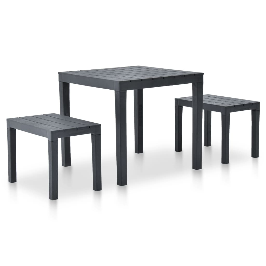 Tuintafel met 2 banken kunststof antraciet – afbeelding 1