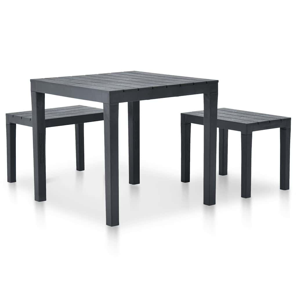 Tuintafel met 2 banken kunststof antraciet – afbeelding 2