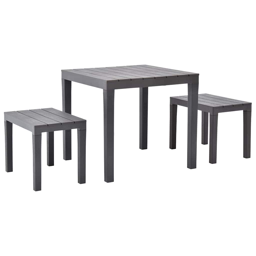 Tuintafel met 2 banken kunststof bruin – afbeelding 1