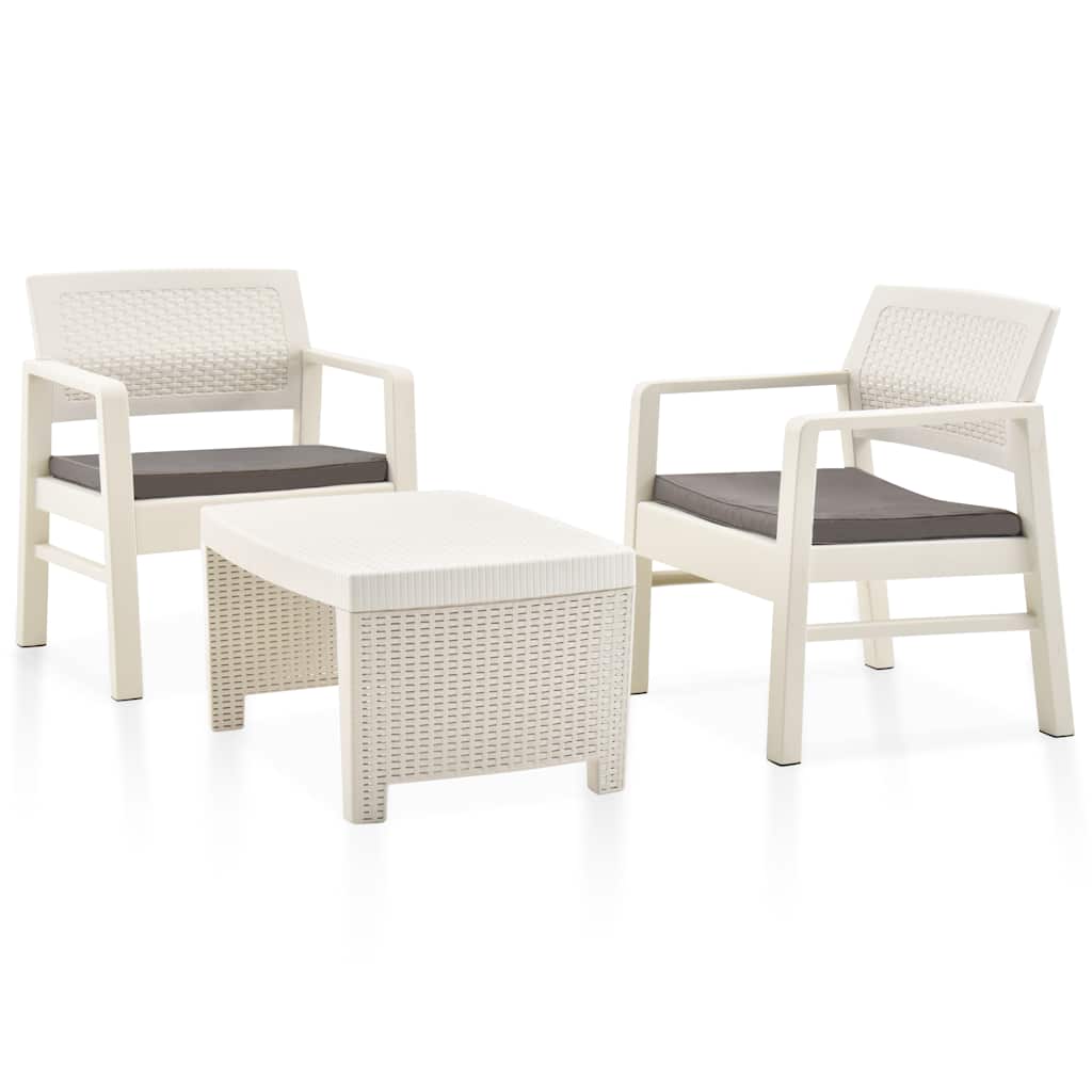 3-delige Loungeset kunststof wit – afbeelding 1