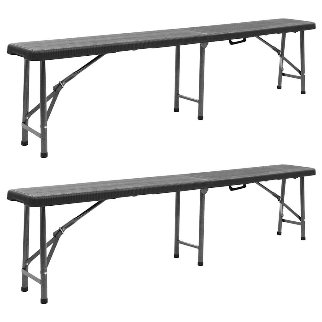 Tuinbanken inklapbaar 2 st 180 cm HDPE zwart – afbeelding 1