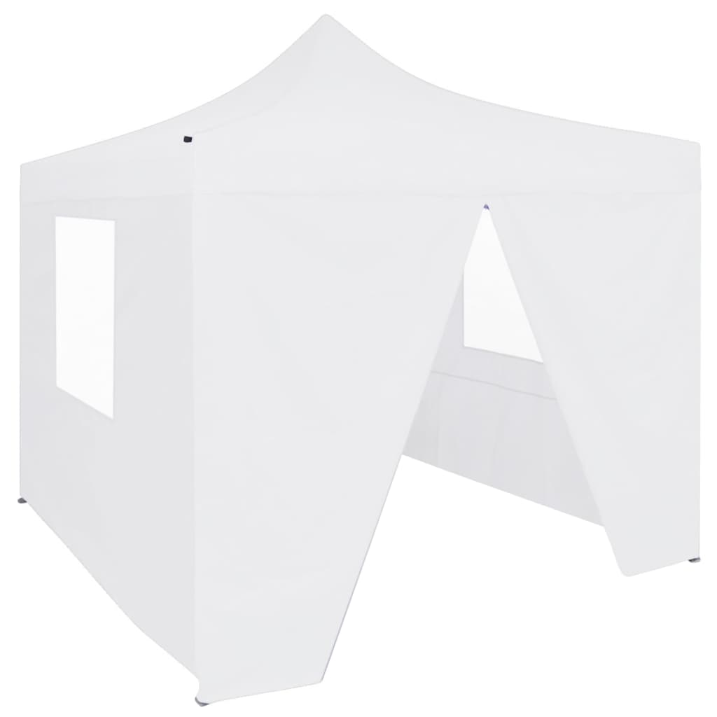 Partytent met 4 zijwanden inklapbaar 3x3 m staal wit – afbeelding 1