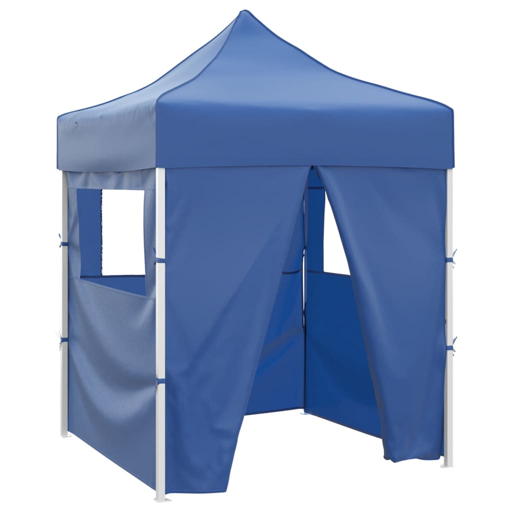 Partytent met 4 zijwanden inklapbaar 2x2 m staal blauw – afbeelding 1