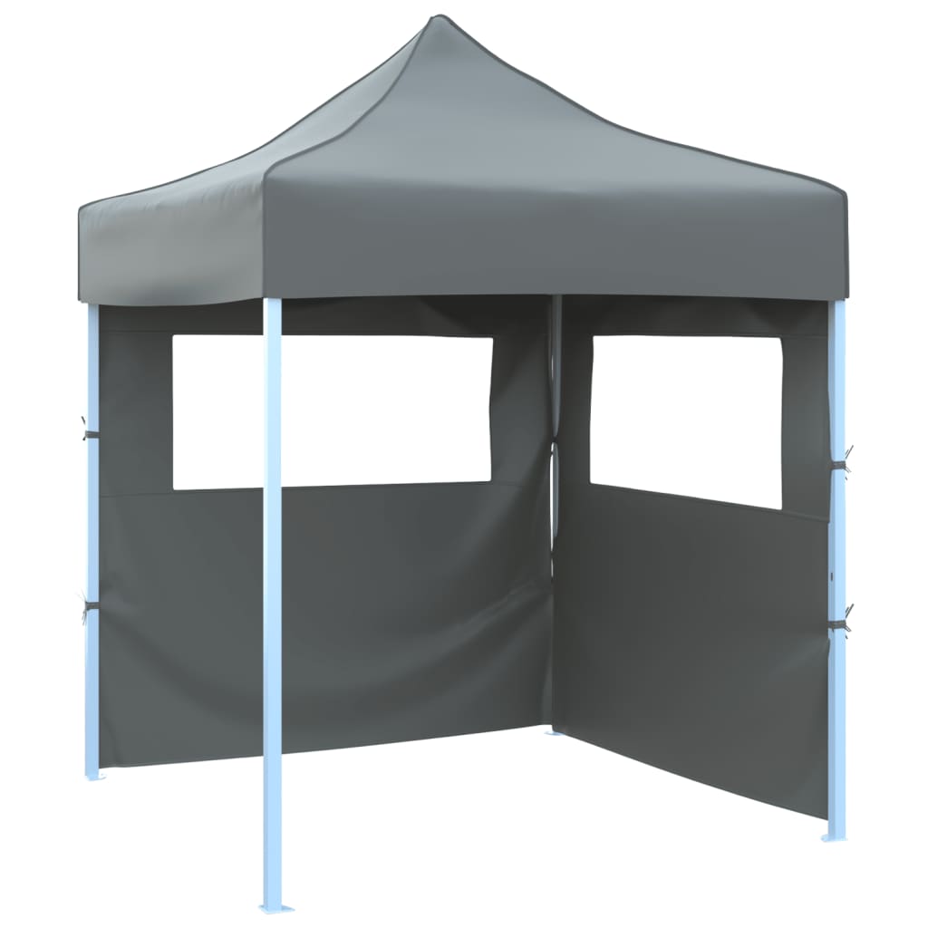 Partytent met 2 zijwanden inklapbaar 2x2 m staal antraciet – afbeelding 1