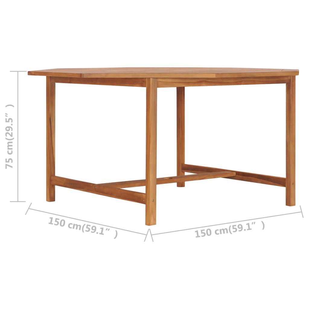 Tuintafel 150x150x75 cm massief teakhout – afbeelding 7