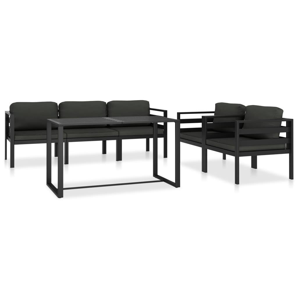 6-delige Loungeset met kussens aluminium antraciet – afbeelding 1