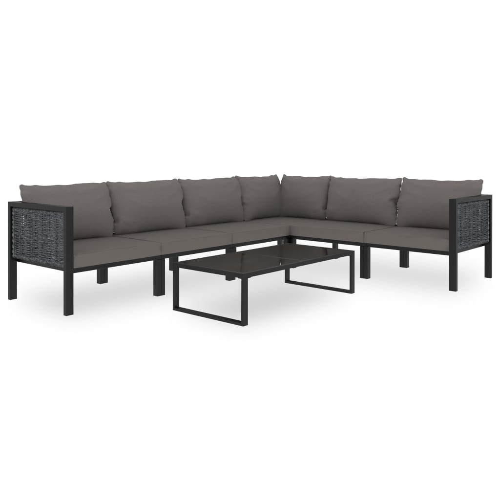 7-delige Loungeset met kussens poly rattan antraciet – afbeelding 1