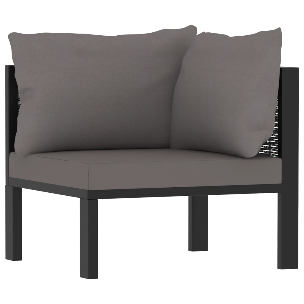 9-delige Loungeset met kussens poly rattan antraciet – afbeelding 6