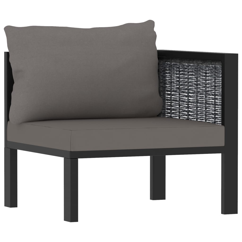 9-delige Loungeset met kussens poly rattan antraciet – afbeelding 8