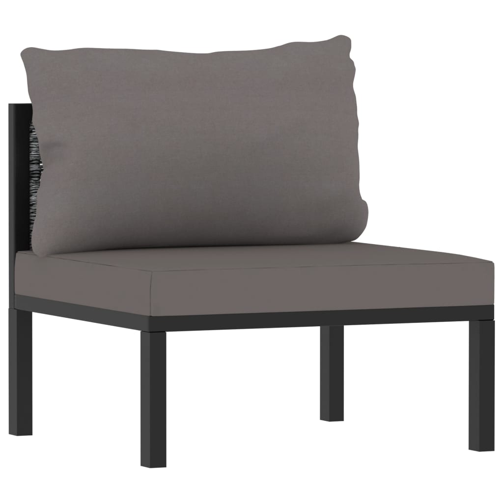 9-delige Loungeset met kussens poly rattan antraciet – afbeelding 9