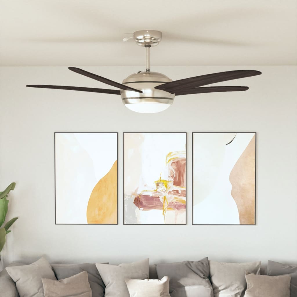 Plafondventilator met lamp 128 cm bruin – afbeelding 1