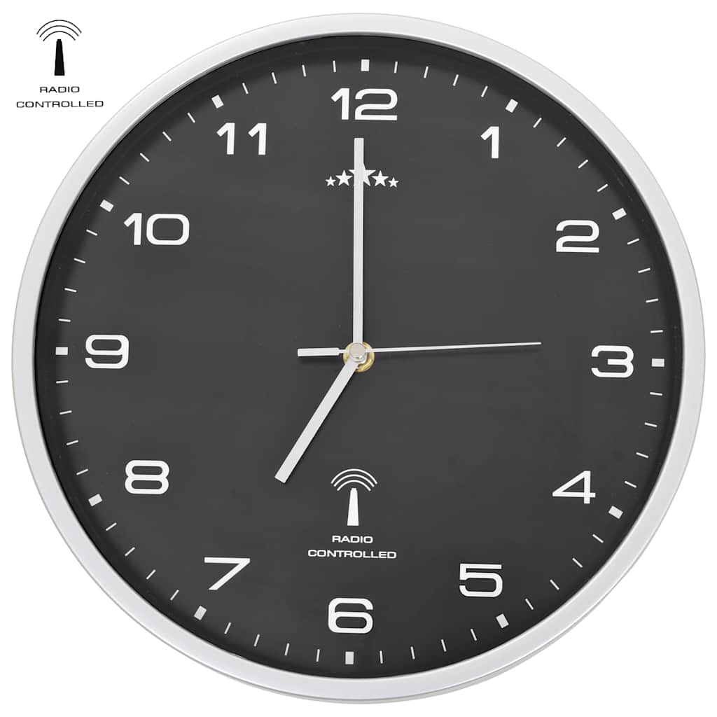 Wandklok met quartz uurwerk radiogestuurd 31 cm zwart – afbeelding 1