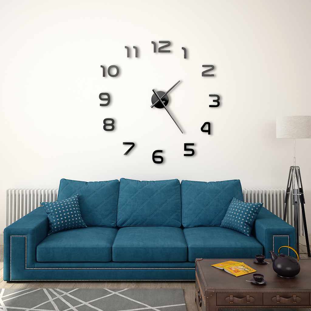 3D-wandklok 100 cm XXL modern zwart