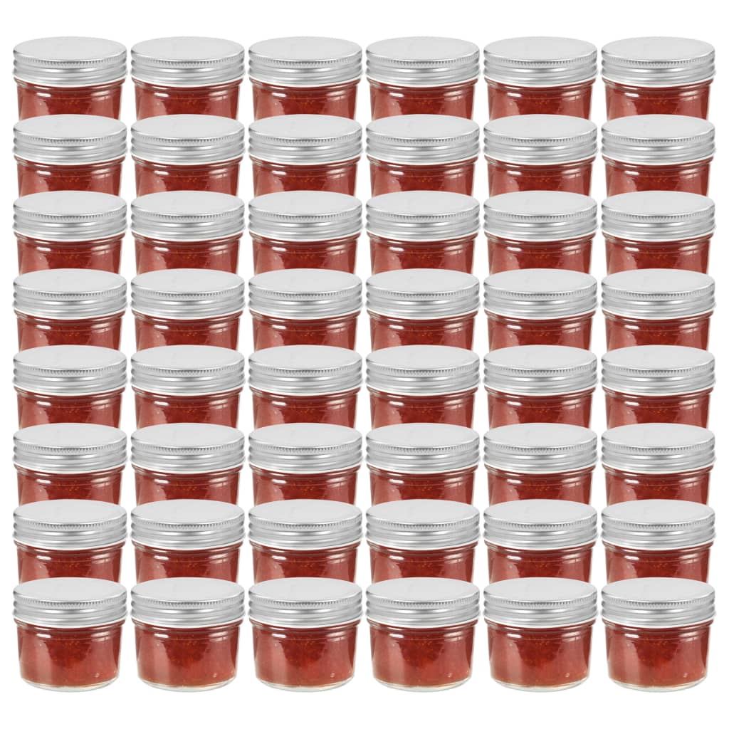 Jampotten met zilverkleurige deksels 48 st 110 ml glas