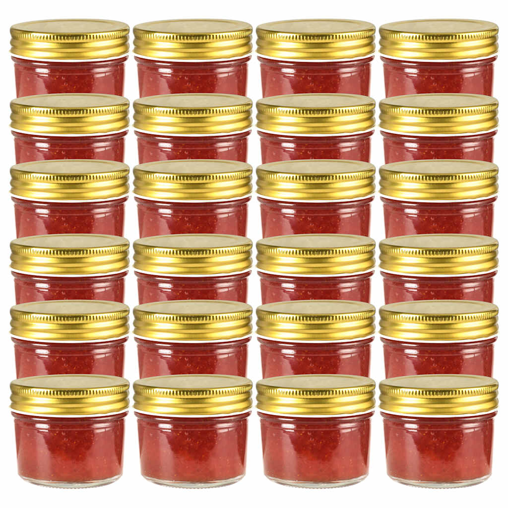 Jampotten met goudkleurige deksels 24 st 110 ml glas